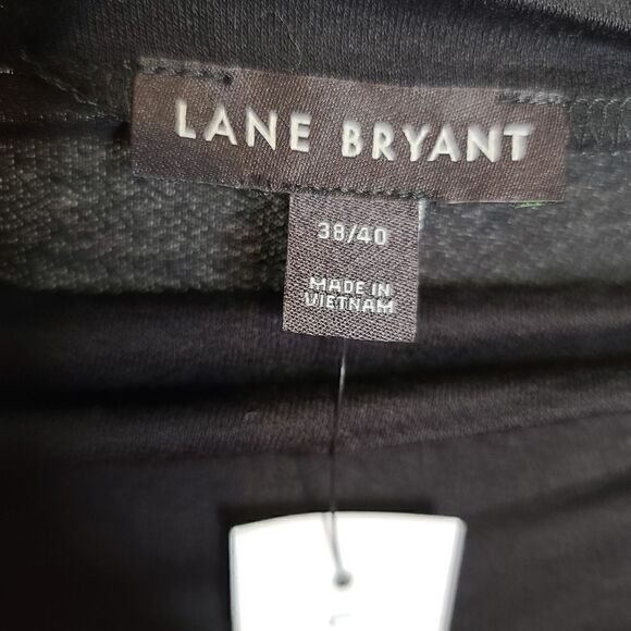 38/40 Lane Bryant Black Mock Neck Crystal Button Shoulder Classic Blouse Sparkle - Picture 3 of 8